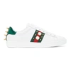 GUCCI GUCCI WHITE PEARLS AND STUDS ACE SNEAKERS,431887 A38G0