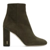 SAINT LAURENT Green Suede LouLou Zipped Boots