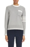 Thom Browne Jersey 4-bar Cotton Sweater In Light Grey