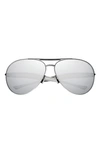 Bottega Veneta Curved Metal Aviator Sunglasses In Silver/silver Mirrored Solid