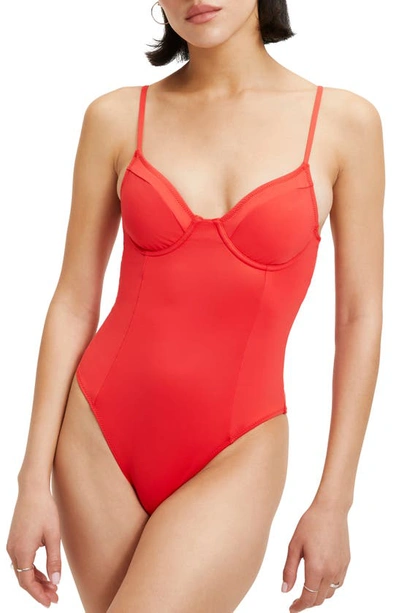 Good American Showoff Underwire One Piece Swimsuit In Bright Poppy