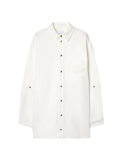 Off-white 90s Logo Cotton Denim Overshirt In White