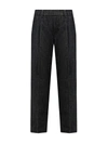 BRUNELLO CUCINELLI BAGGY TROUSERS IN DARK POLISHED DENIM WITH SHINY LOOP DETAILS