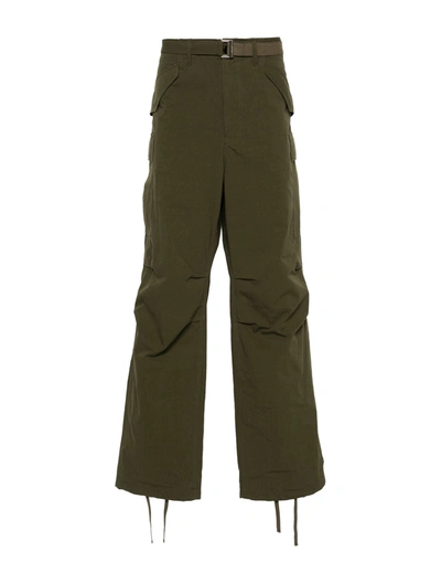 Sacai Ripstop Cargo Pants In Green