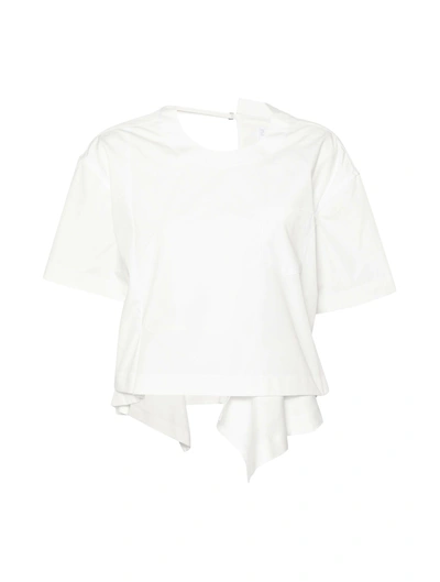 Sacai Asymmetric Poplin T-shirt In White