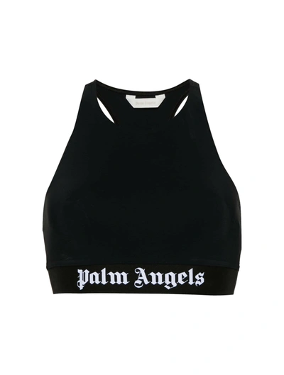 Palm Angels Logo Tape Cropped Top In Black