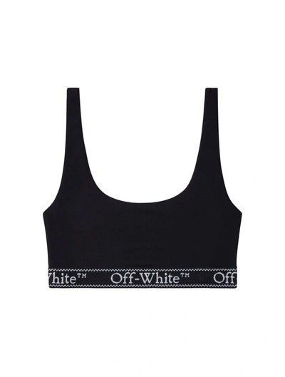 Off-white Logo-underband Crop Top In Black White