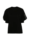 Sacai Panelled Puff-sleeve Cotton T-shirt In Black