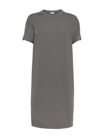 Brunello Cucinelli Cotton T-shirt Dress In Grey