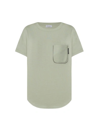 Brunello Cucinelli Chest-pocket Cotton T-shirt In Green