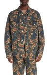 ISABEL MARANT JORIM OVERSIZE ABSTRACT FLORAL DENIM TRUCKER JACKET