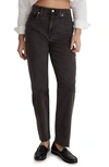 Madewell High Rise Raw Hem Straight Leg Jeans In Lunar Wash In Lunar Wash