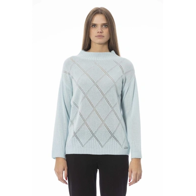 Baldinini Trend Light Blue Wool Sweater In Gray