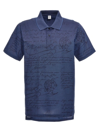 Berluti 'scritto' Polo Shirt In Blue