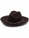 Golden Goose Wide-shaped Hat Adorned With Studs In Chicory Coffee