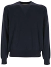 Gucci Crew-neck Wool Sweater In Dark Blue/ivory