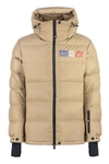 Moncler 'pramint' White Technical Nylon Down Jacket In Beige