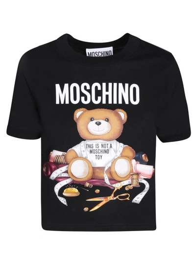 Moschino Logo Teddy T-shirt In Black