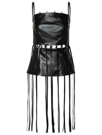 Nanushka Citta Fringed Faux Leather Top In Black