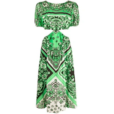 Red Valentino Bandana Print Popeline Dress In Green