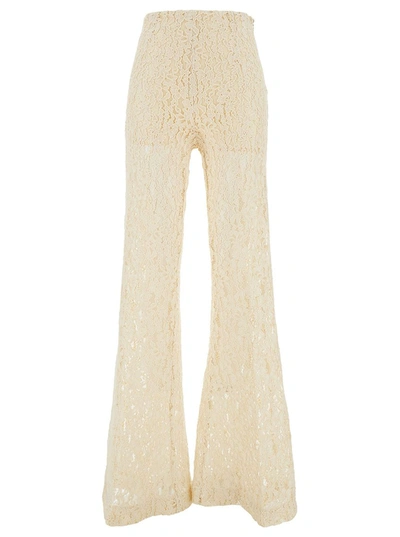 Twinset Broderie Anglaise Flared Trousers In White
