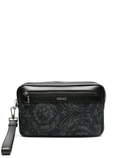Versace Athena Barocco Pouch In Black