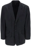 Y-3 Crinkled Cotton-shell Blazer In Black