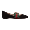 GUCCI GUCCI BLACK BOW SUEDE BALLERINA FLATS,481183 DE860