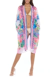 Ranee's Flamingo Pocket Cover-up Duster In Blue