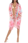 Ranee's Pink Floral Print Pocket Cover-up Duster In Pink