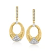 Ross-simons Diamond Oval Drop Earrings In 18kt Gold Over Sterling In Silver