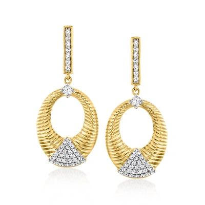 Ross-simons Diamond Oval Drop Earrings In 18kt Gold Over Sterling In Silver