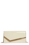 Jimmy Choo Emmie Patent Leather Clutch In Latte Light Gold