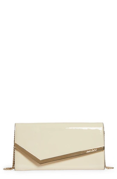 Jimmy Choo Emmie Patent Leather Clutch In Latte Light Gold
