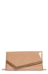 Jimmy Choo Emmie Leather Clutch Bag In Ballet Pink/ Light Gold