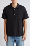 Frame Men's Duo Fold Ribbed Polo In Black