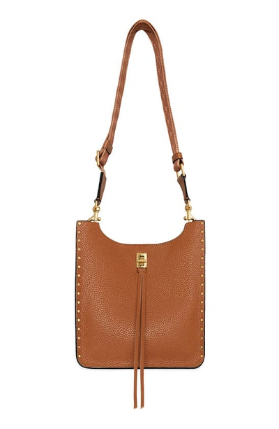 Rebecca Minkoff Darren Feed Medium Studded Leather Shoulder Bag In Caramello