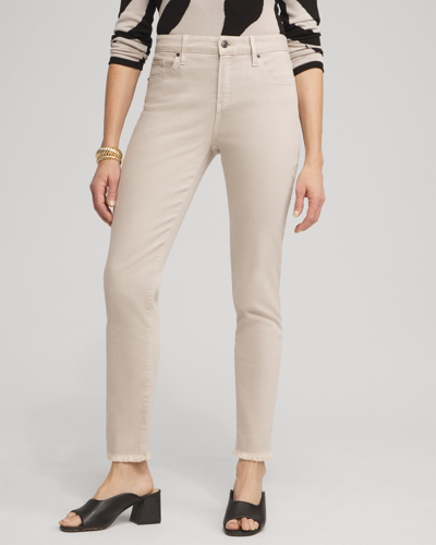 Chico's Girlfriend Fray Hem Ankle Jeans In Taupe Size 20 |  In Light Tan