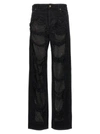 Darkpark Crystal-stitched Holey Wide-leg Pants In Black