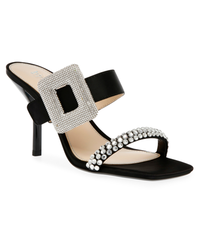 Betsey Johnson Women's Anny Rhinestone Buckle Evening Sandals In Black