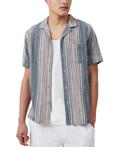 Cotton On Men's Riviera Short Sleeve Shirt In Blue Multi Stripe