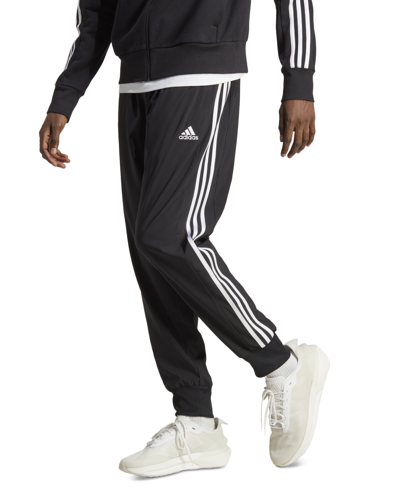 Adidas Originals Men's Aeroready Essentials Elastic Cuff Woven 3-stripes Tracksuit Pants In Blk,white
