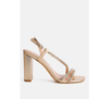 London Rag Raisins Pie Embellished Block Heel Sandals In Gold