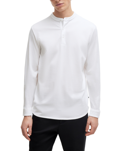 Hugo Boss Boss By  Men's Henley Neckline Polo Shirt In White