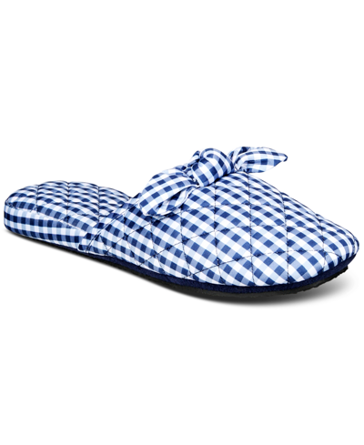 Charter Club Women's Gingham-print Bow-top Slippers, Created For Macy's In Tartan Blue