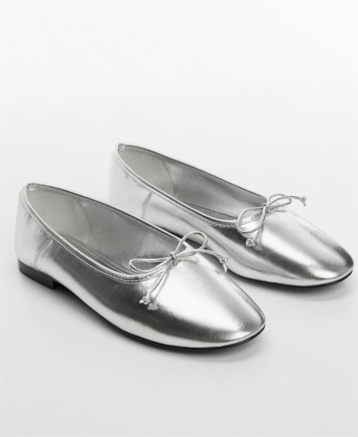 Mango Metallic Ballerinas Silver In Argent
