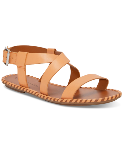 Lucky Brand Women's Zelek Crisscross Flat Sandals In Tan Leather