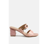 London Rag Hookup Geometric Cut Block Heel Slides Sandals In Pink