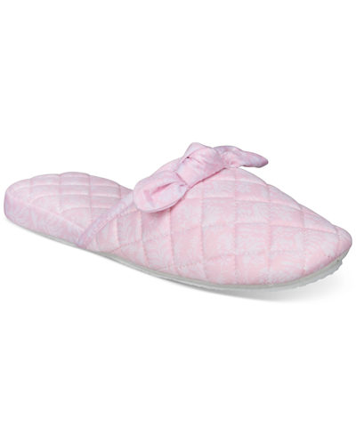 Charter Club Women's Gingham-print Bow-top Slippers, Created For Macy's In Orchid Pink