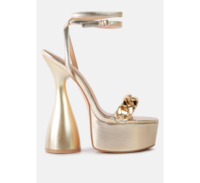 London Rag Big Bash Metallic High Platform Chunky Sandals In Gold